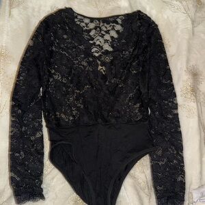 TLGAVQUEEN Elegant Black Lace Bodysuit